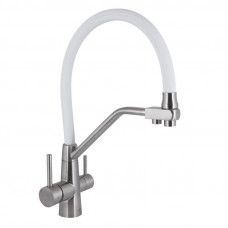 Змішувач для кухні Lidz Aria 020F3 з гнучким виливом з підключенням для питної води (k35) LDARI020F3WNK39480