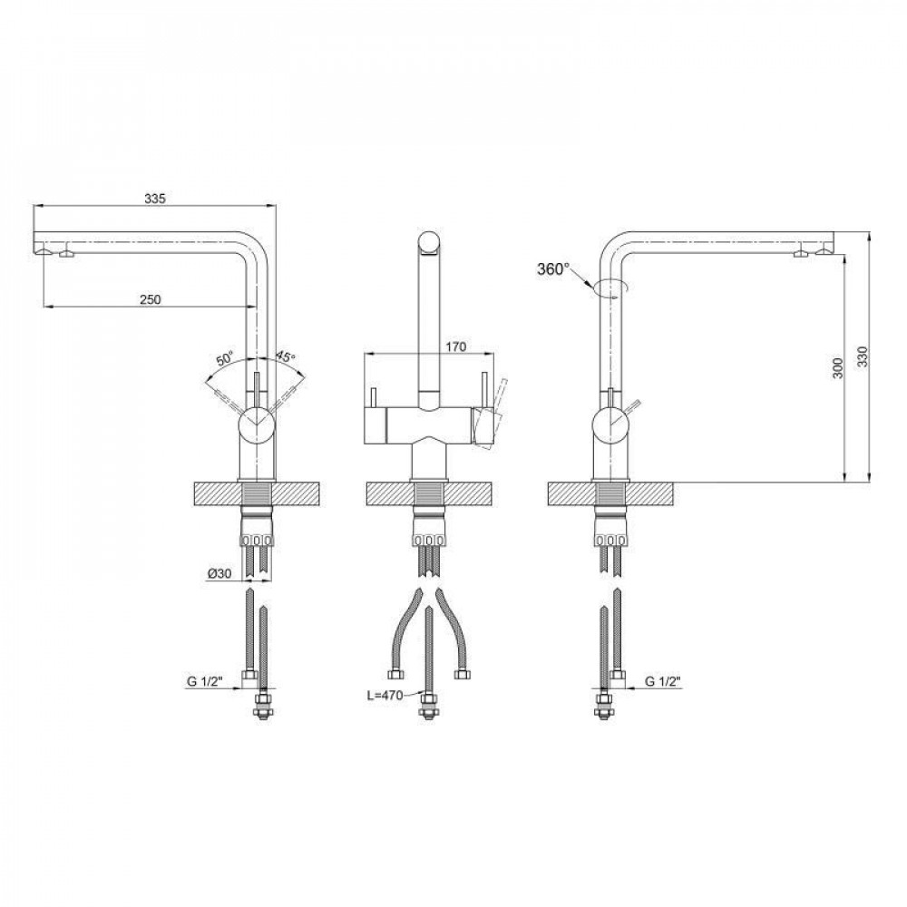 Змішувач для кухні Lidz Aria 020F1 (k35) LDARI020F1NKS43359 Nickel SD00049482