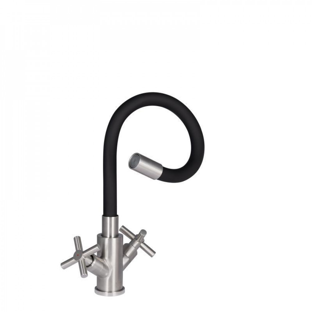 Змішувач для кухні Lidz Wind 013F3 двохвентильний з гнучким виливом LDWIN013F3NKS43392 Nickel SD00049515