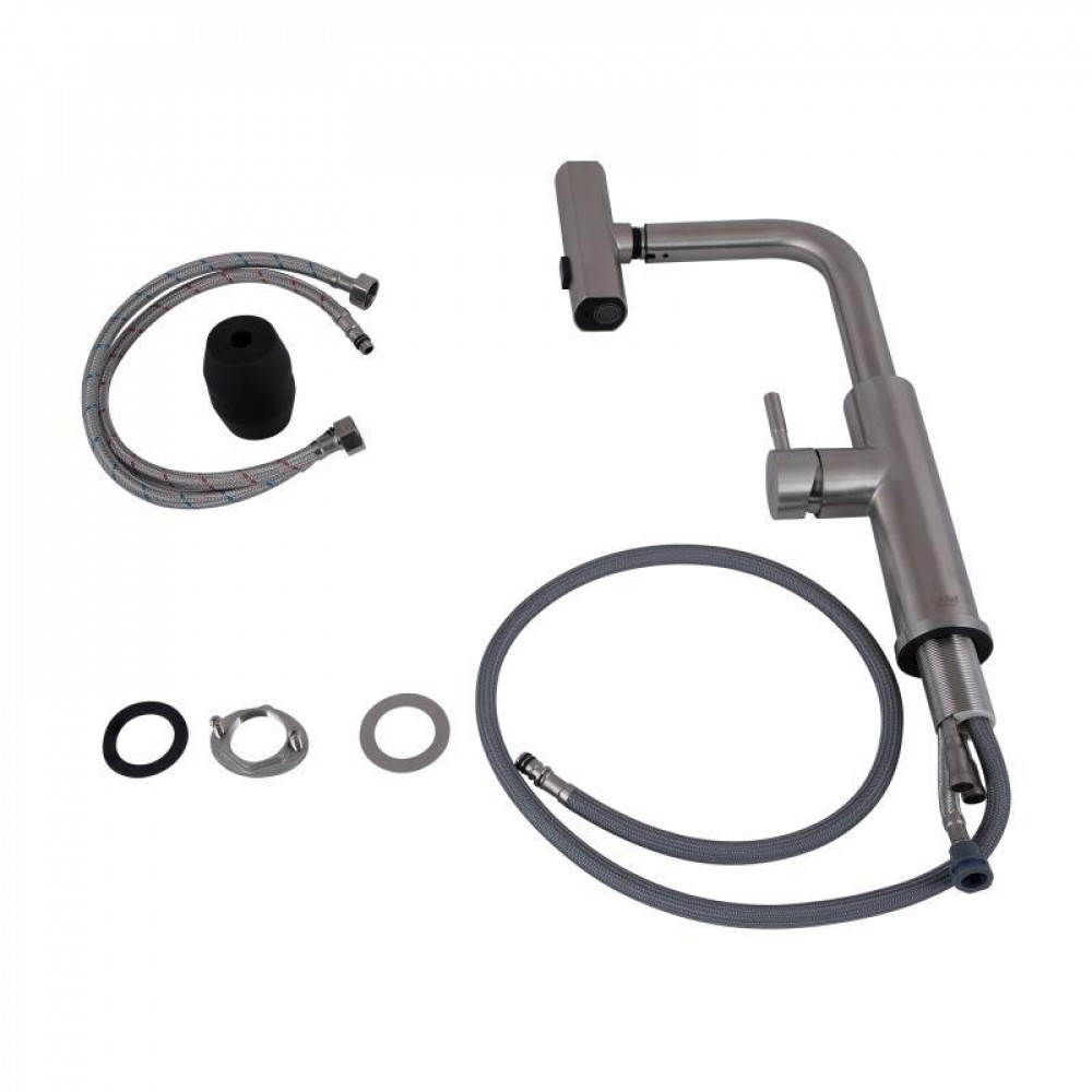 Змішувач для кухні Lidz Aria 015FLT з висувним мультифункціональним виливом-лійкою (k35) LDARI015FLTNKS37643 SD00043746