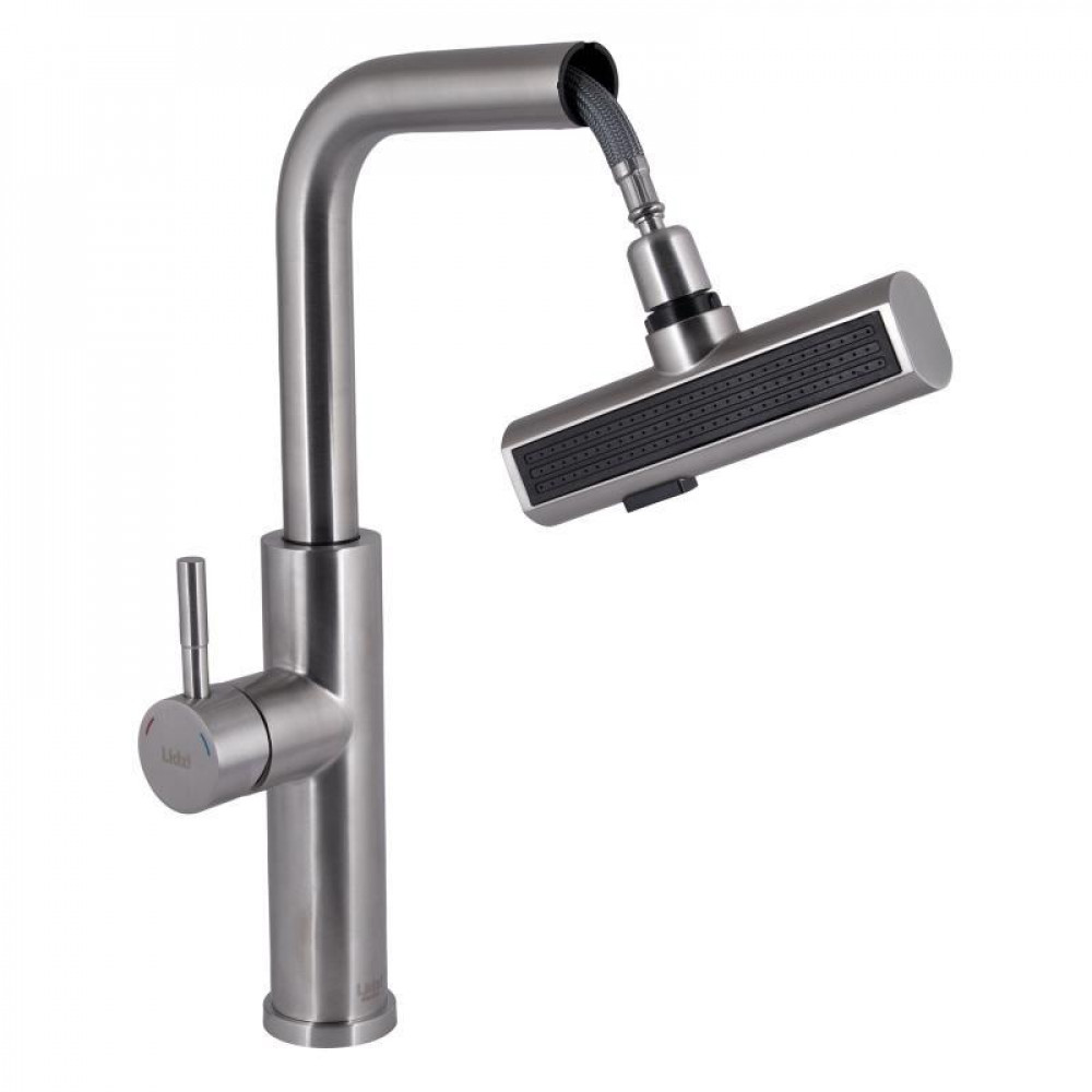 Змішувач для кухні Lidz Aria 015FLT з висувним мультифункціональним виливом-лійкою (k35) LDARI015FLTNKS37643 SD00043746