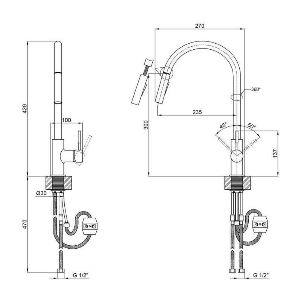 Смеситель для кухни Lidz Aria 015FL2 (k35) LDARI015FL2NKS43397 Nickel SD00049520