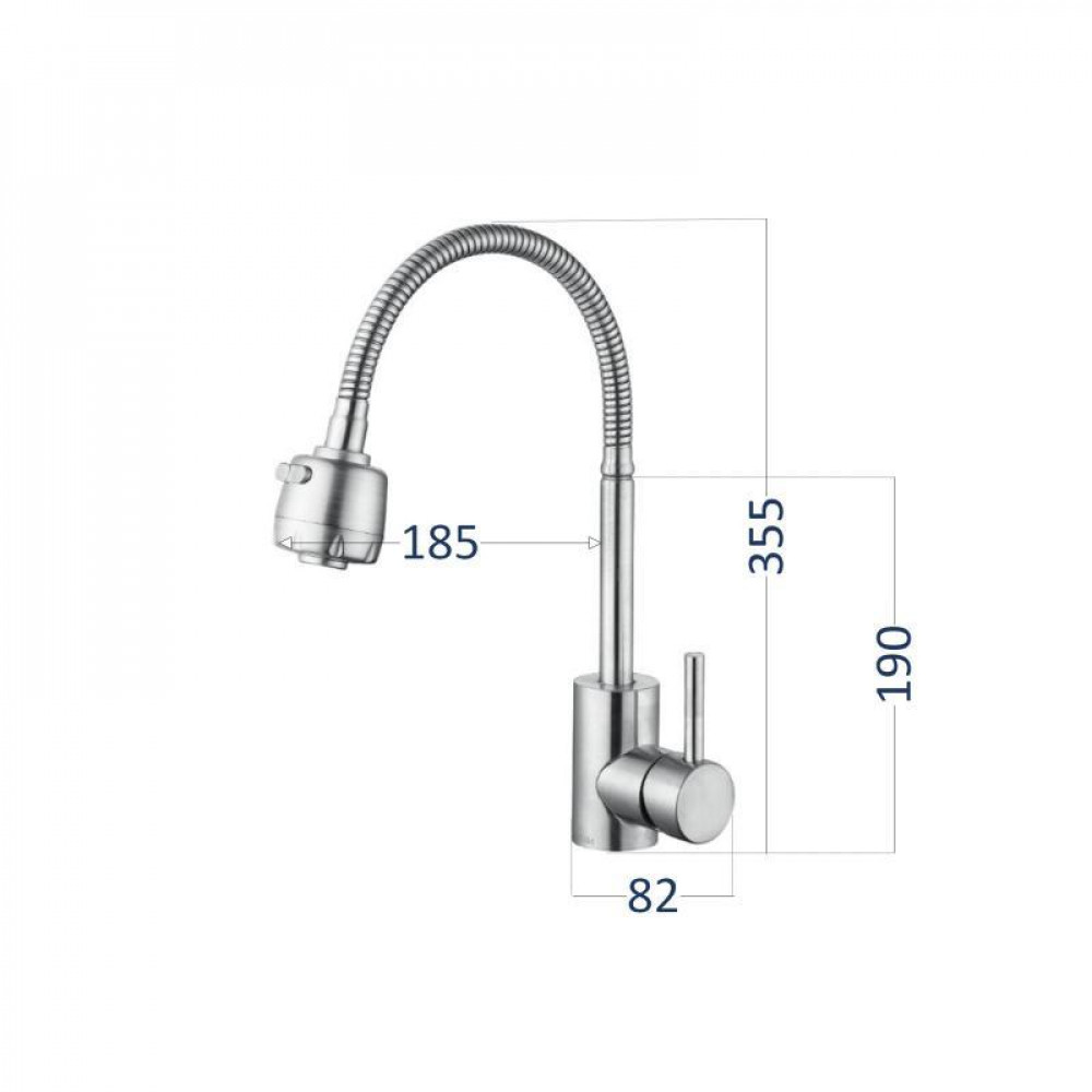 Змішувач для кухні Lidz Aria 015F41 з гнучким виливом (k35) LDARI015F41NKS45306 Nickel SD00051430