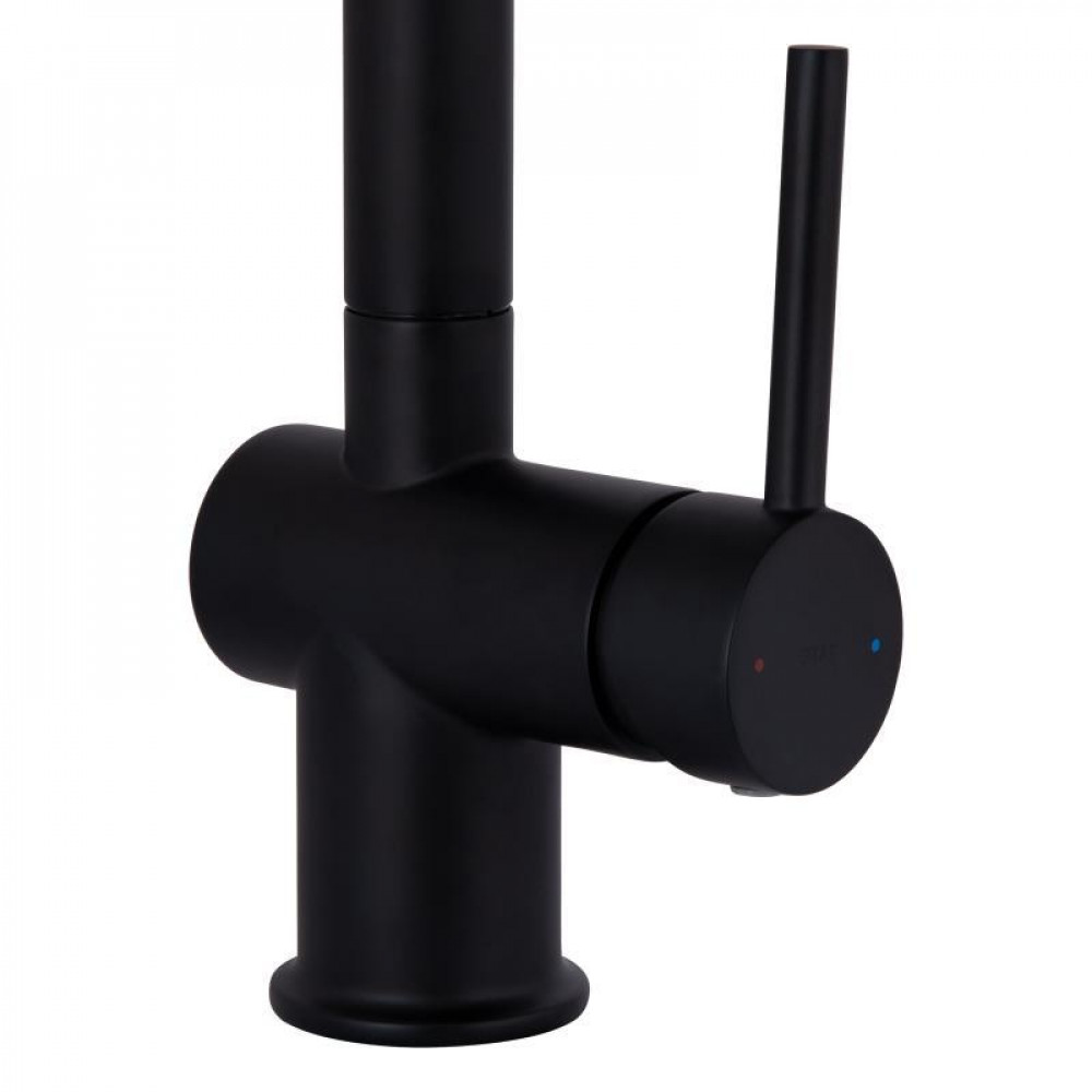 Змішувач для кухні Qtap Rozcesti з висувним виливом з підключенням для питної води QTROZ366BLM45940 Black Matt SD00052064