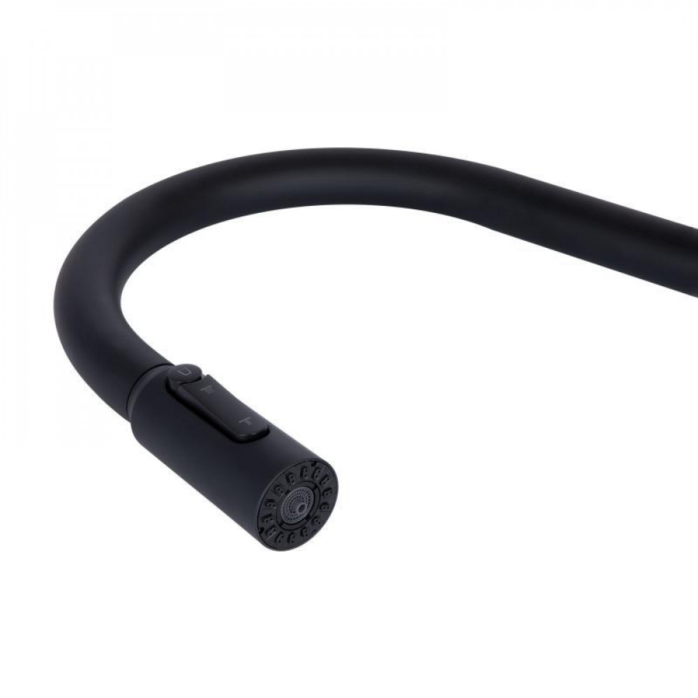 Змішувач для кухні Qtap Rozcesti з висувним виливом з підключенням для питної води QTROZ366BLM45940 Black Matt SD00052064