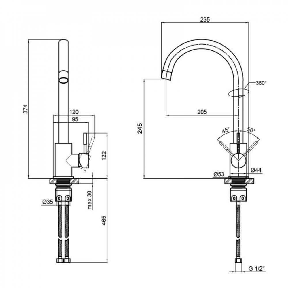 Змішувач для кухні Lidz Aria 015F (k35) LDARI015FGRE34950 Grey SD00041054