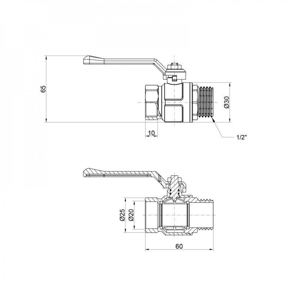 Кран кульовий Icma 1/2" прямий №352 SD00036661
