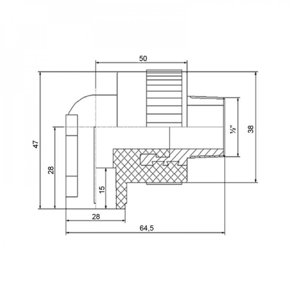 Кутик PPR Blue Ocean настінний з кріпленням 20х1/2", 90° ЗР SD00010048