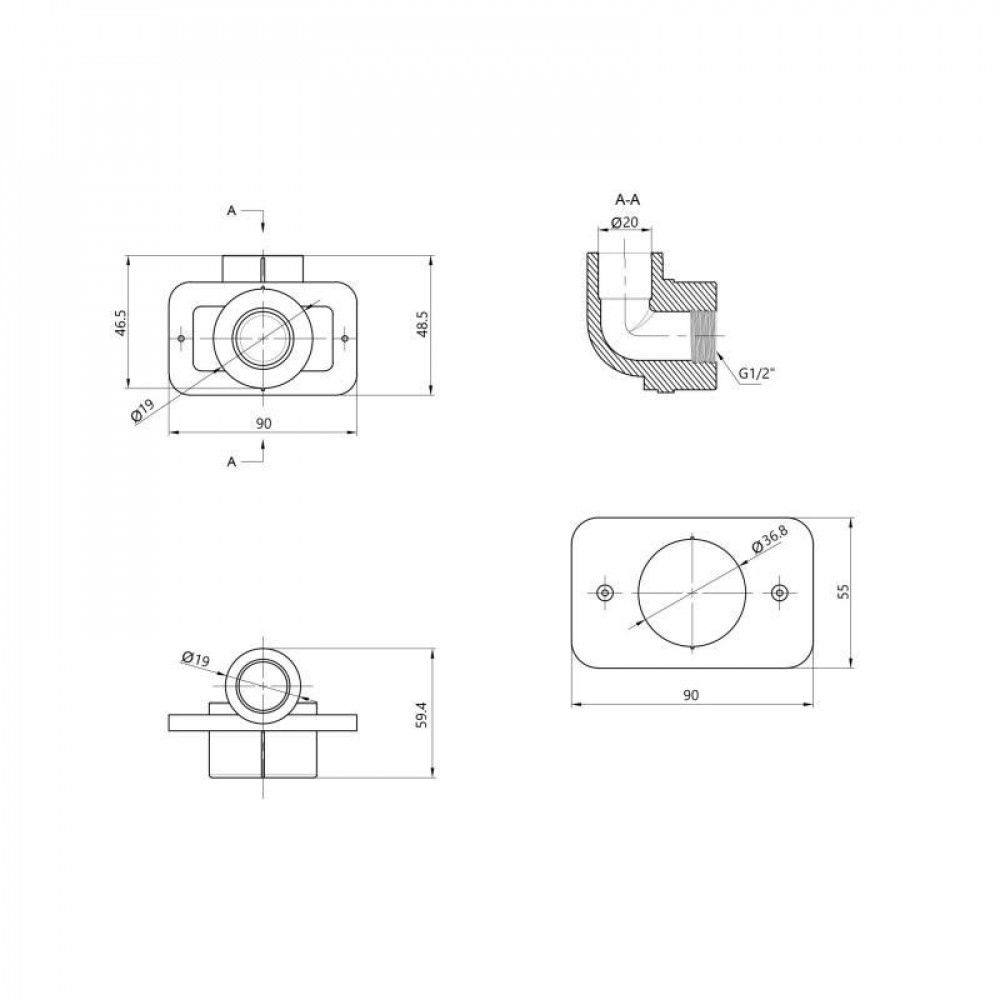 Кутик PPR Blue Ocean настінний 20х1/2", 90° ВР SD00010044
