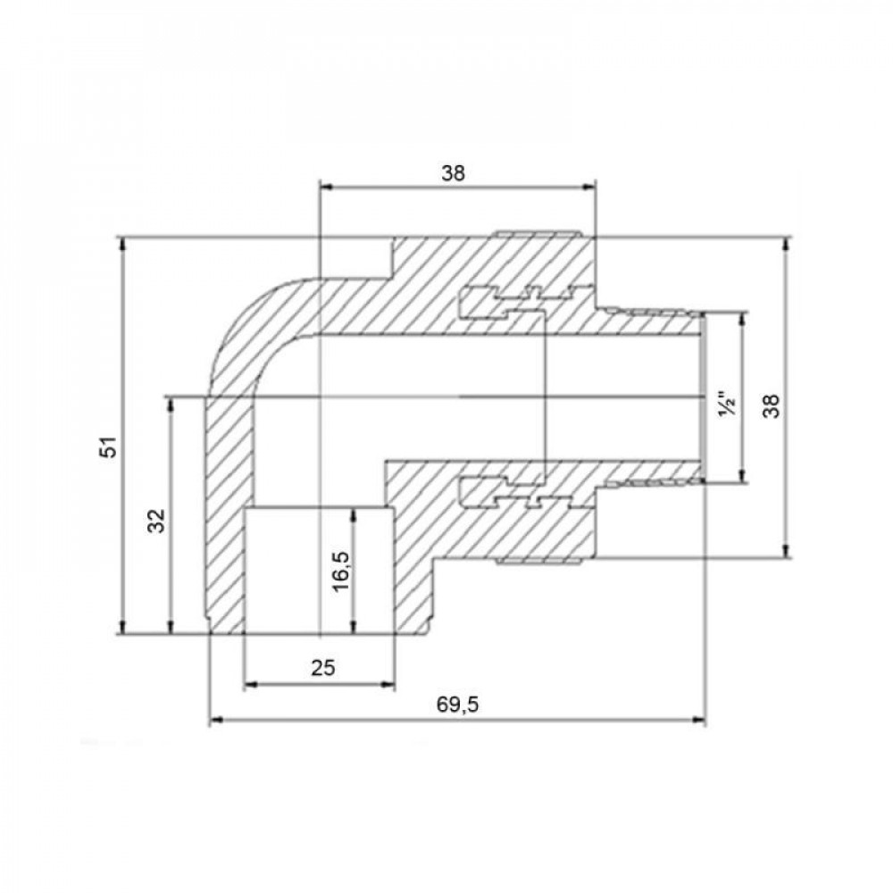 Кутик PPR Blue Ocean 25х1/2", 90° ЗР SD00009989