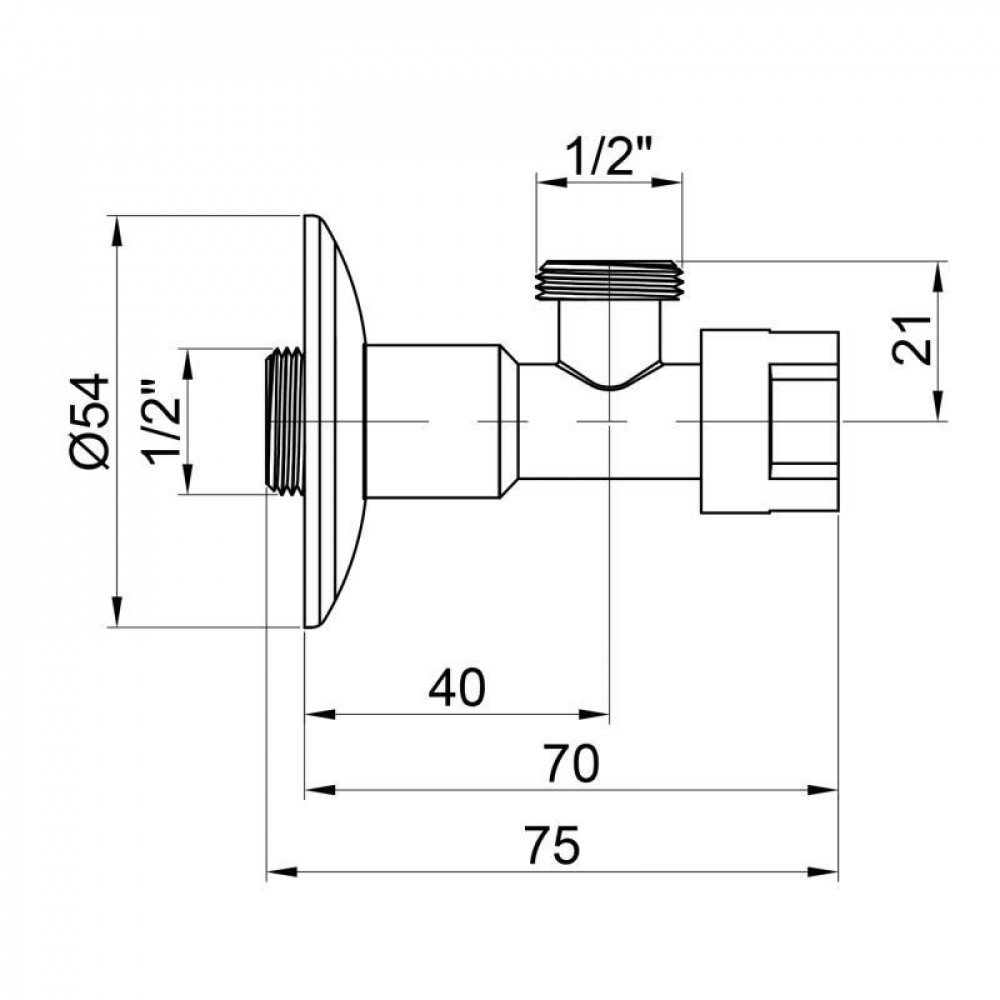 Кран приладовий буксовий Icma 1/2" кутовий №519 SD00005716