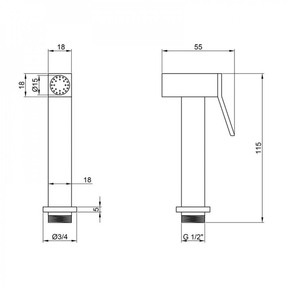 Лійка для гігієнічного душу Лейки Lidz Niagara 08 прямокутна LDNIA08CRM26197 Chrome SD00032294