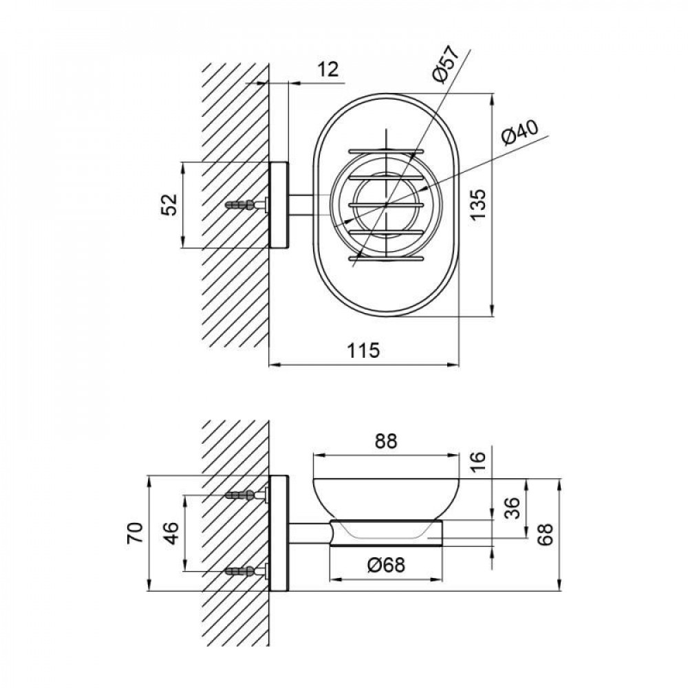 Мильниця з тримачем Lidz Oreo 0201 настінна (матове скло) LDORE0201CRM22083 Chrome SD00028180