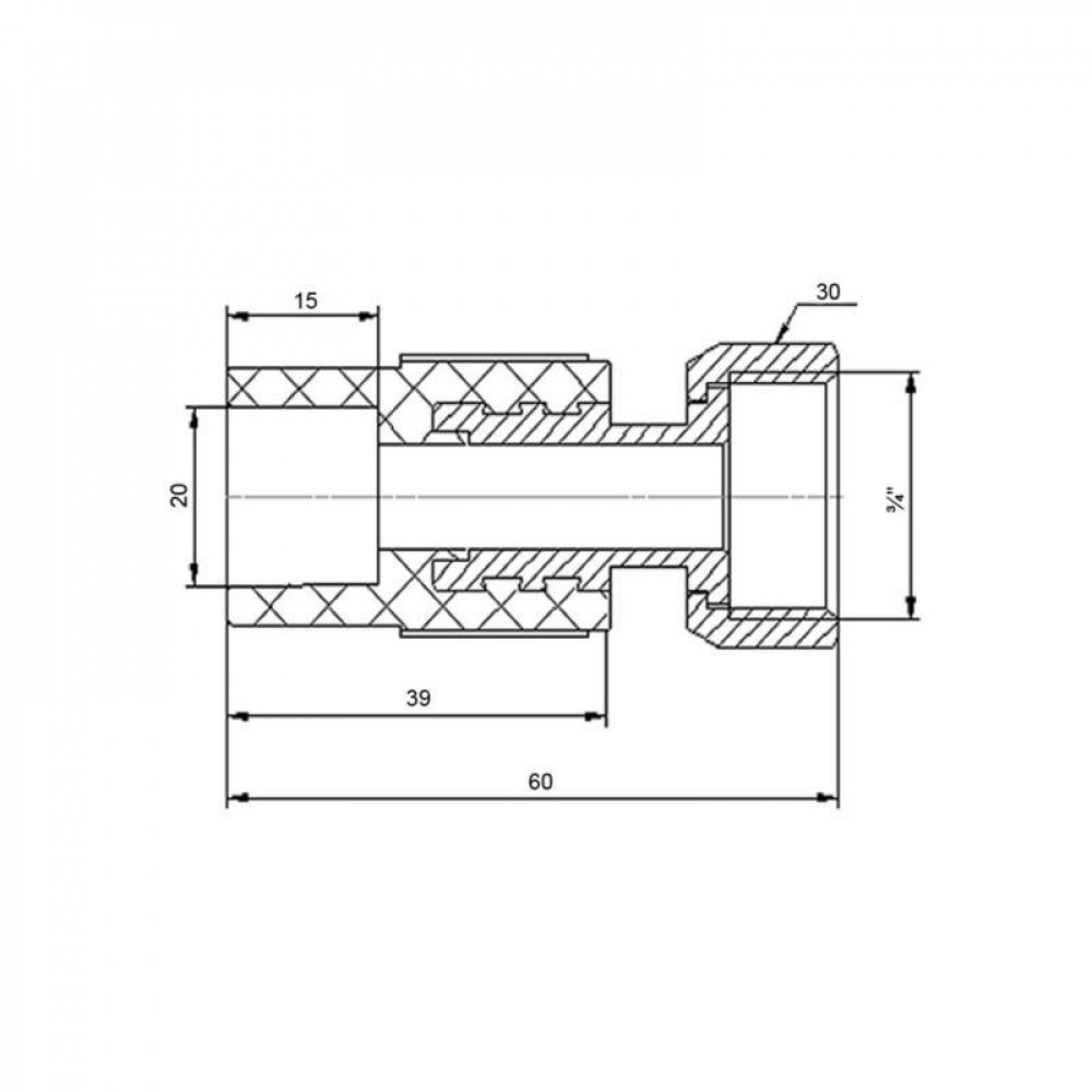 Муфта PPR з накидною гайкою Blue Ocean "Білий" 20х1/2" ВР з латунним штоком SD00042201