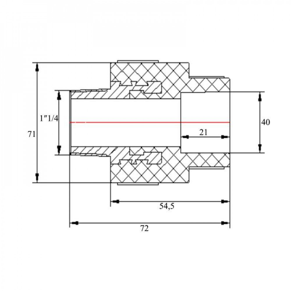 Муфта PPR Blue Ocean 40х1" 1/4 ЗР SD00006396