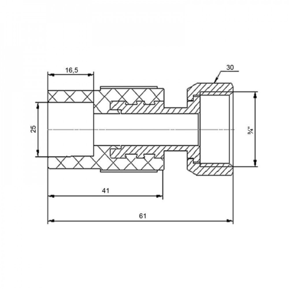 Муфта PPR с накидной гайкой Blue Ocean25х3/4" ВР с латунным штоком SD00006462
