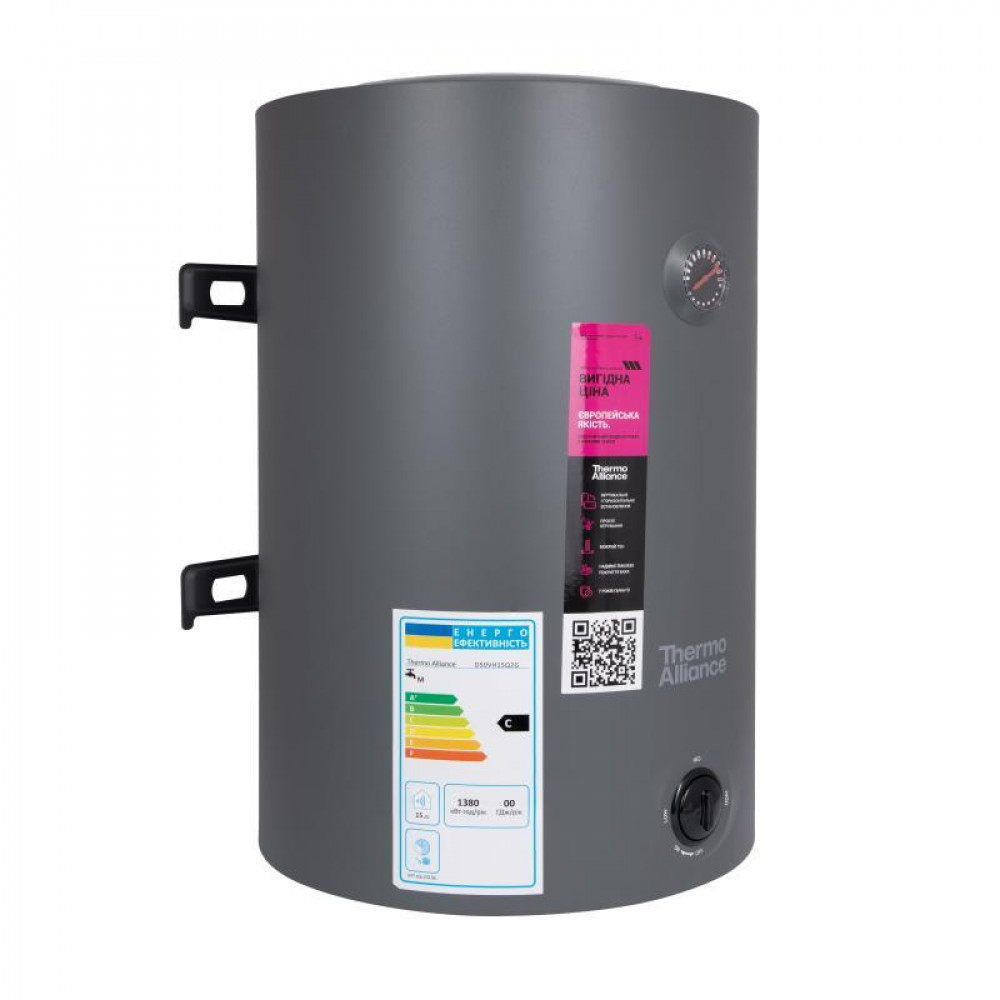 Водонагрівач електричний 80 л Grey універсальний, мокрий ТЕН 1,5 кВт D80VH15Q3G Thermo Alliance SD00055134