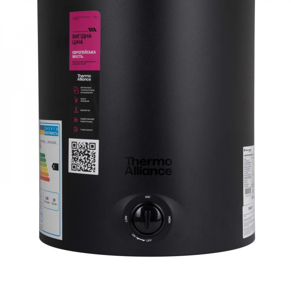 Водонагрівач електричний Thermo Alliance 80 л Black універсальний, мокрий ТЕН 1,5 кВт D80VH15Q3В SD00054750