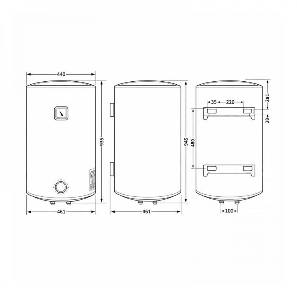 Водонагрівач електричний 100 л, Grey, універсальний, мокрий ТЕН 1,5 кВт D100VH15Q3G Thermo Alliance SD00055135