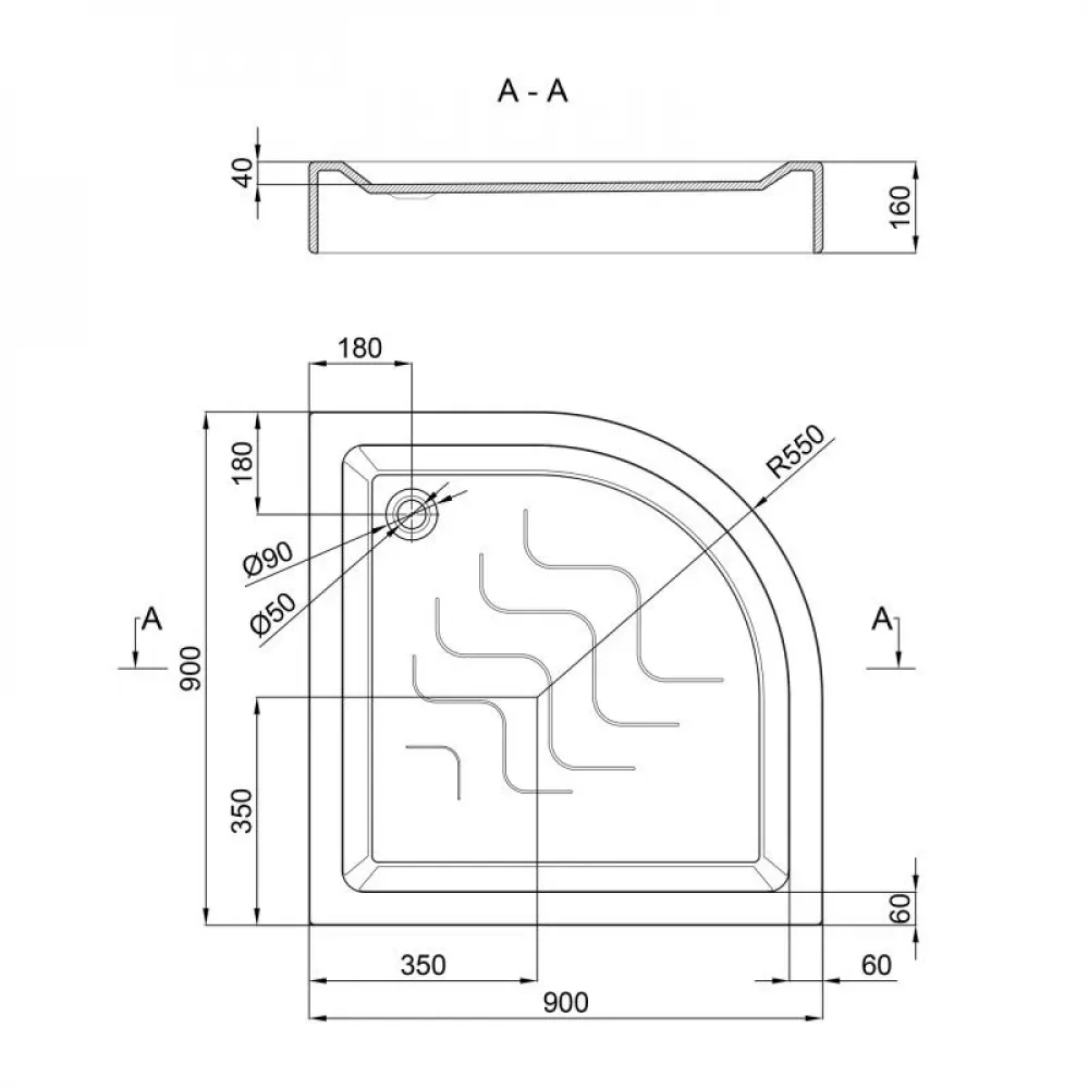 Душовий піддон Lidz Kupala ST90x90x16 SD00047001