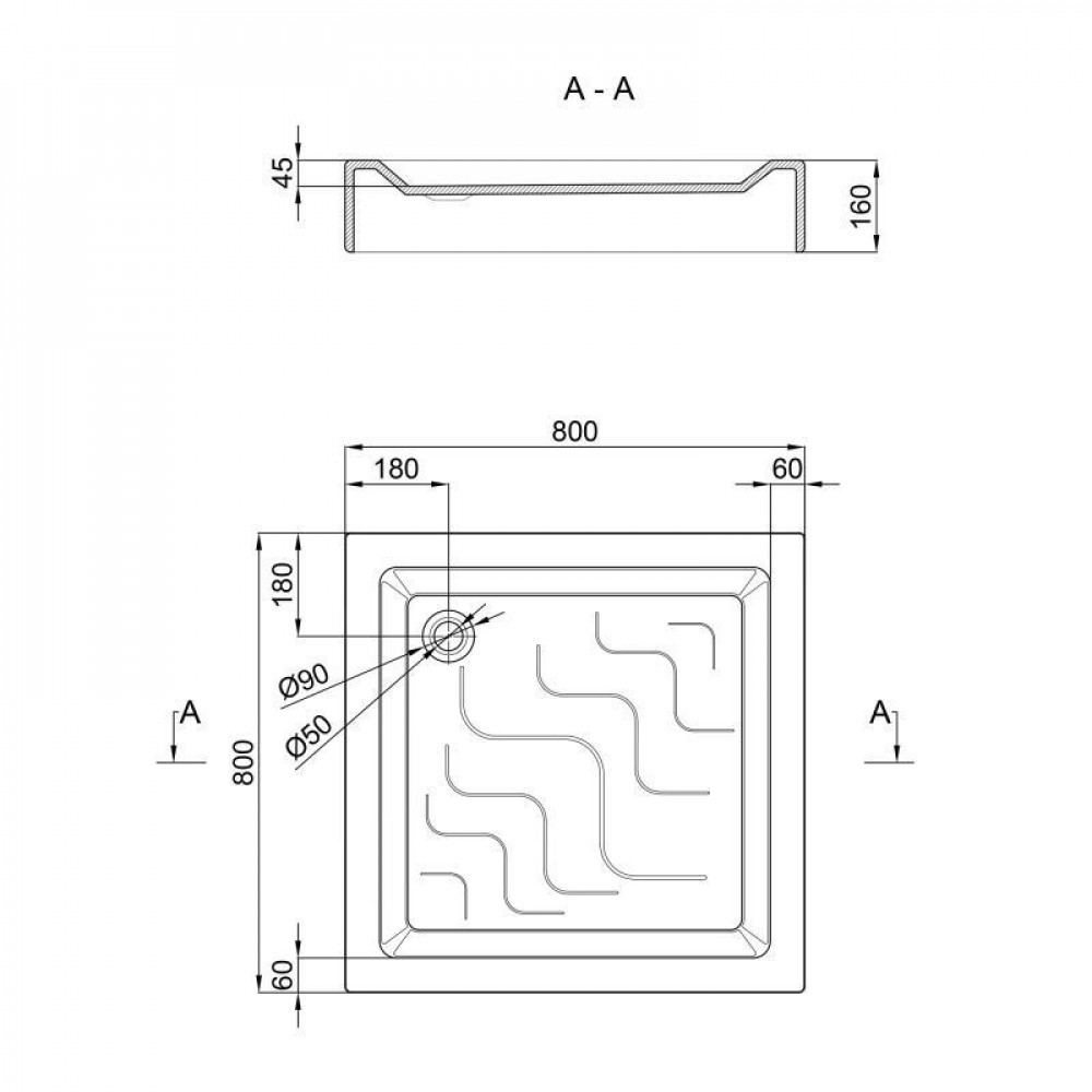 Душовий піддон Lidz Mazur ST80x80x16 SD00047009