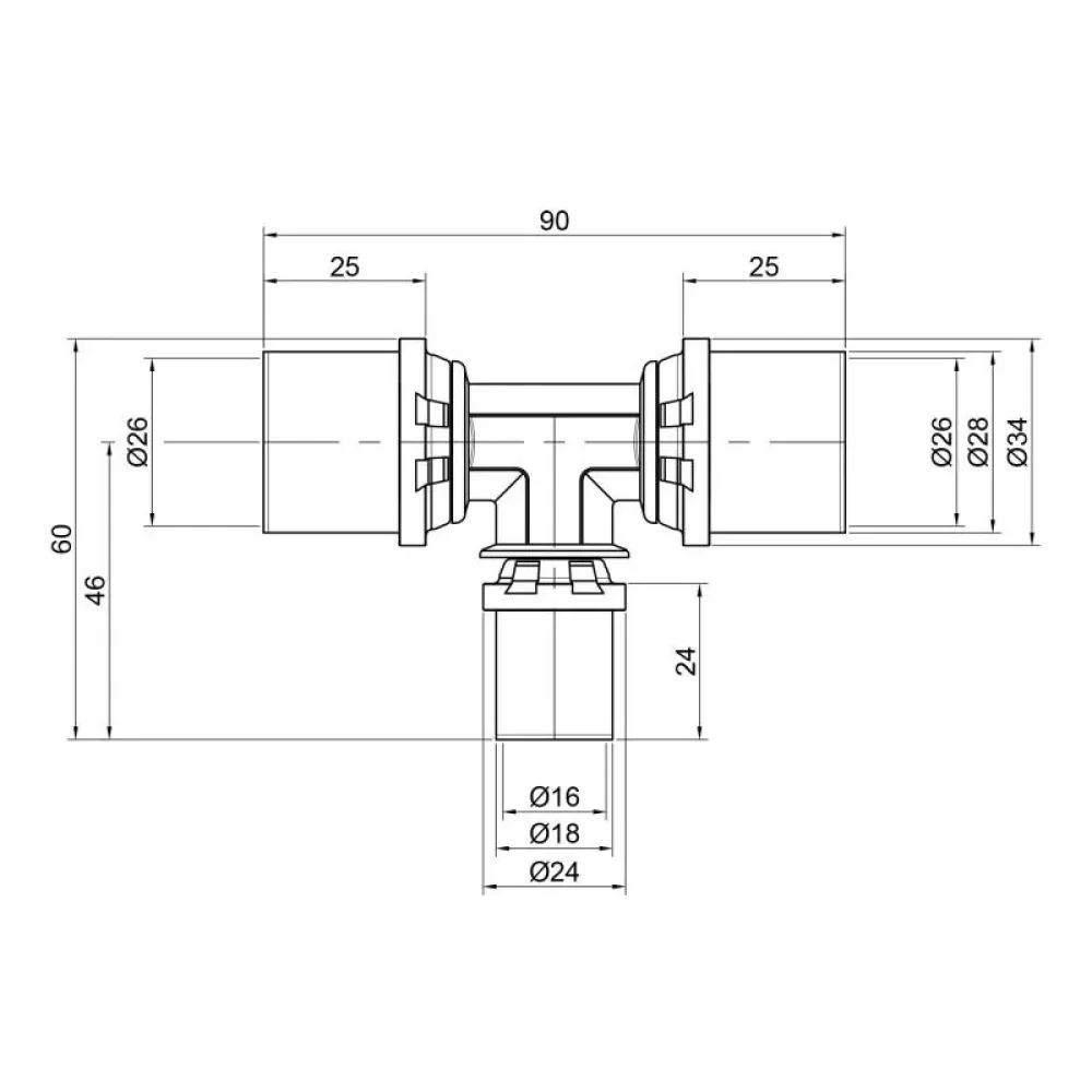Трійник прес Icma 26х16х26 №406 SD00009079