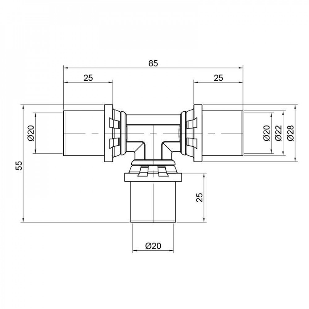 Трійник прес Icma 20х20х20 №406 SD00009052