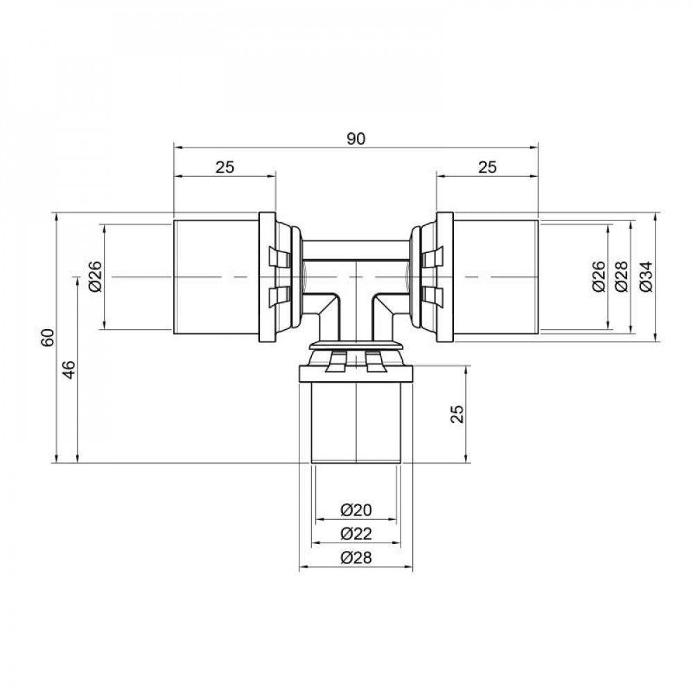 Трійник прес Icma 26х20х26 №406 SD00009080