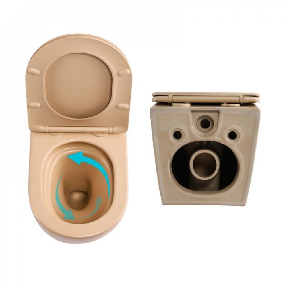 Комплект Qtap Robin Beige 3 в 1: підвісний унітаз Ultra Quiet + біде підвісне + раковина накладна QTROBSB49159 SD00055283