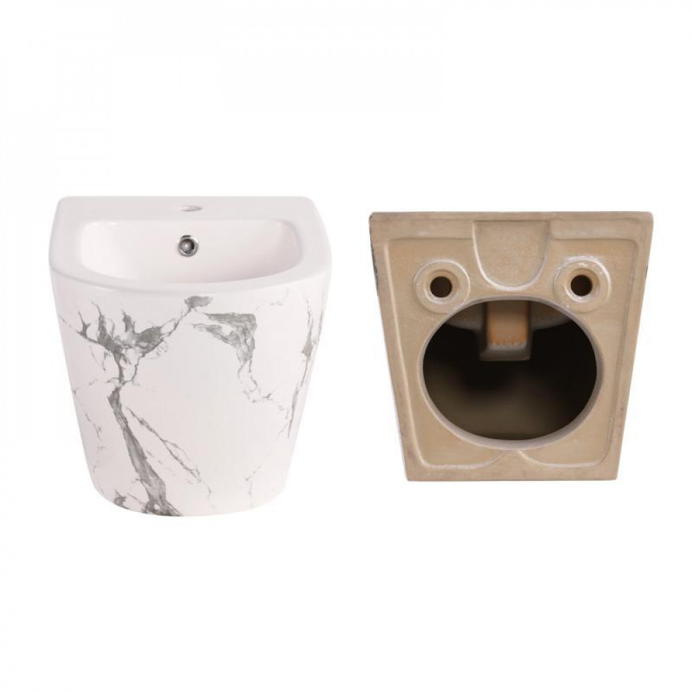 Комплект Qtap Robin Marble 3 в 1: підвісний унітаз Ultra Quiet + біде підвісне + раковина накладна QTROBMR49160 SD00055284