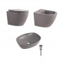 Комплект Qtap Robin Stone grey 3 в 1: підвісний унітаз Ultra Quiet + біде підвісне + раковина накладна QTROBSG49158 SD00055282