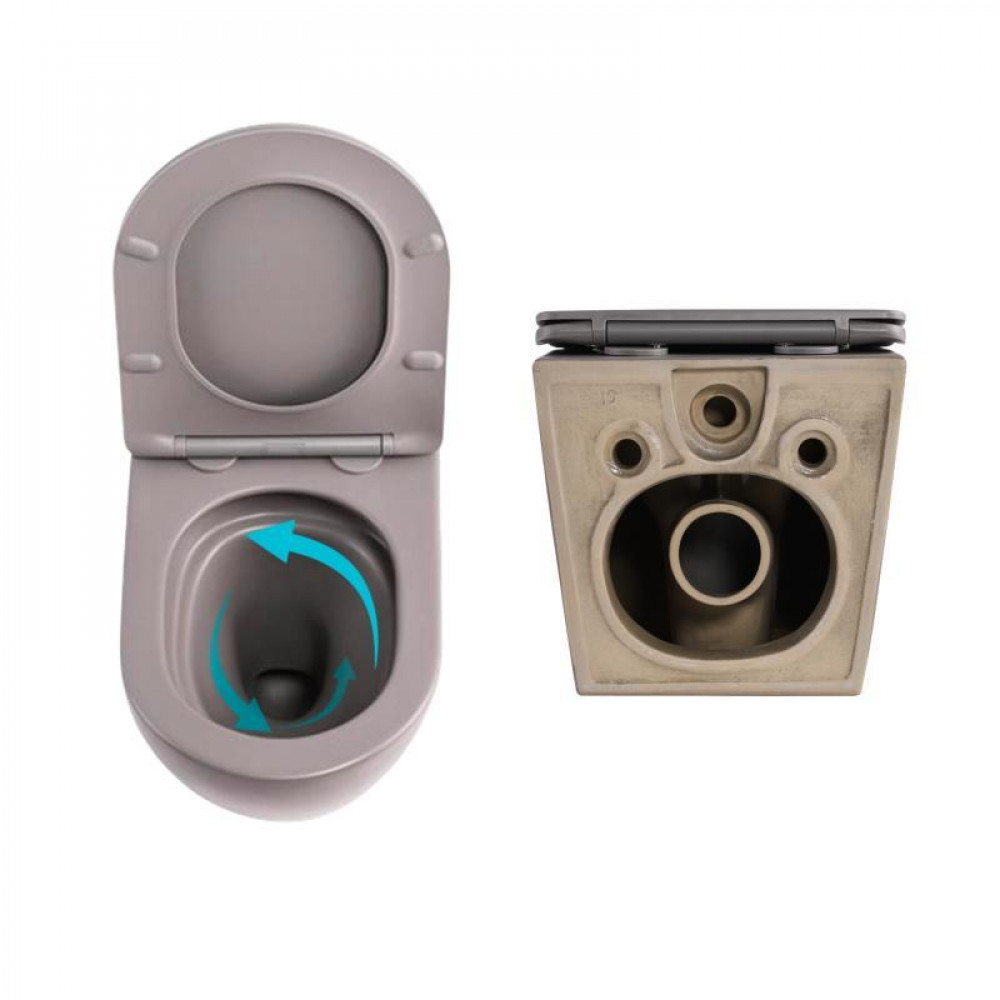 Комплект Qtap Robin Stone grey 3 в 1: підвісний унітаз Ultra Quiet + біде підвісне + раковина накладна QTROBSG49158 SD00055282