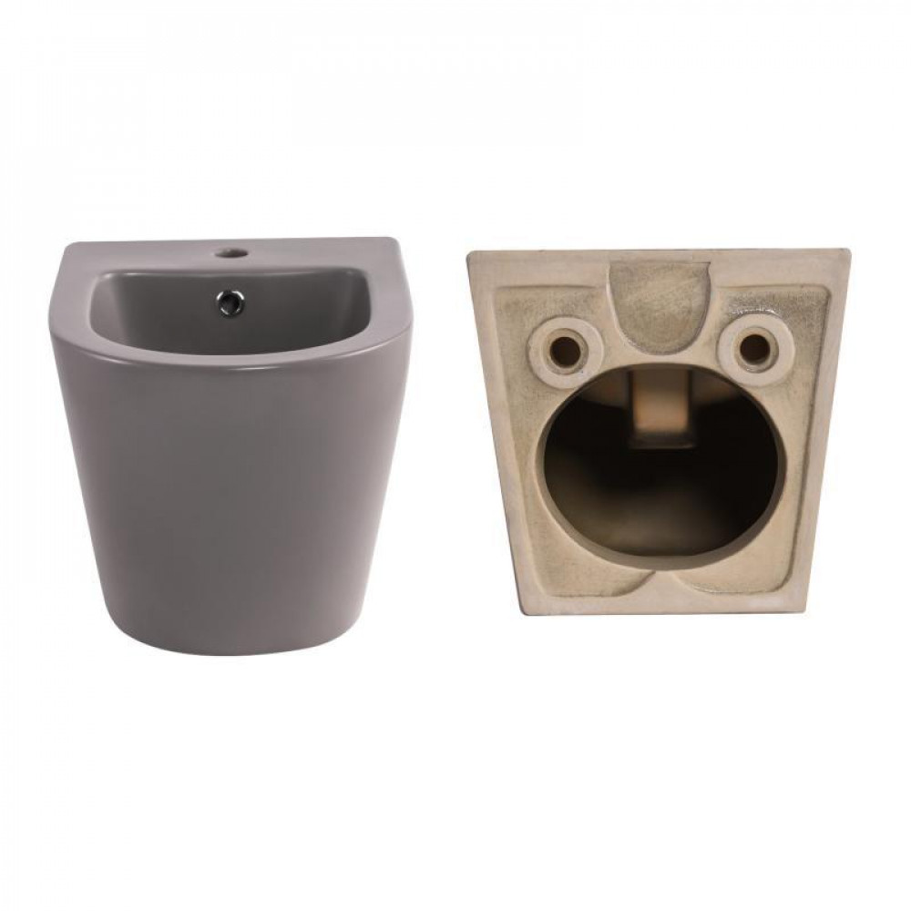 Комплект Qtap Robin Stone grey 3 в 1: підвісний унітаз Ultra Quiet + біде підвісне + раковина накладна QTROBSG49158 SD00055282