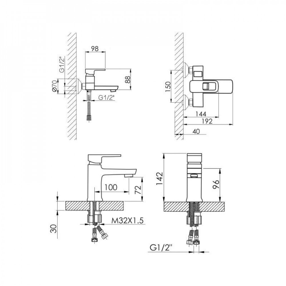 Набір змішувачів Wawel 001 + Wawel 006 Chrome SD00052487