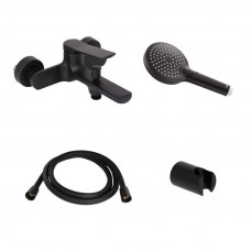 Акційний набір Qtap: Змішувач для душу Slavonice QTSLA259BLM45918+Лійка Rucni QTRUCA120O3KBB+Шланг Hadice QTHADPVCSQ160B+Тримач