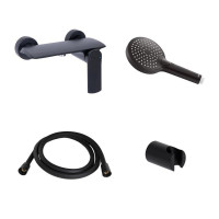 Акційний набір Qtap: Змішувач для душу Slavonice QTSLA266BLM45908+Лійка Rucni QTRUCA120O3KBB+Шланг Hadice QTHADPVCSQ160B+Тримач