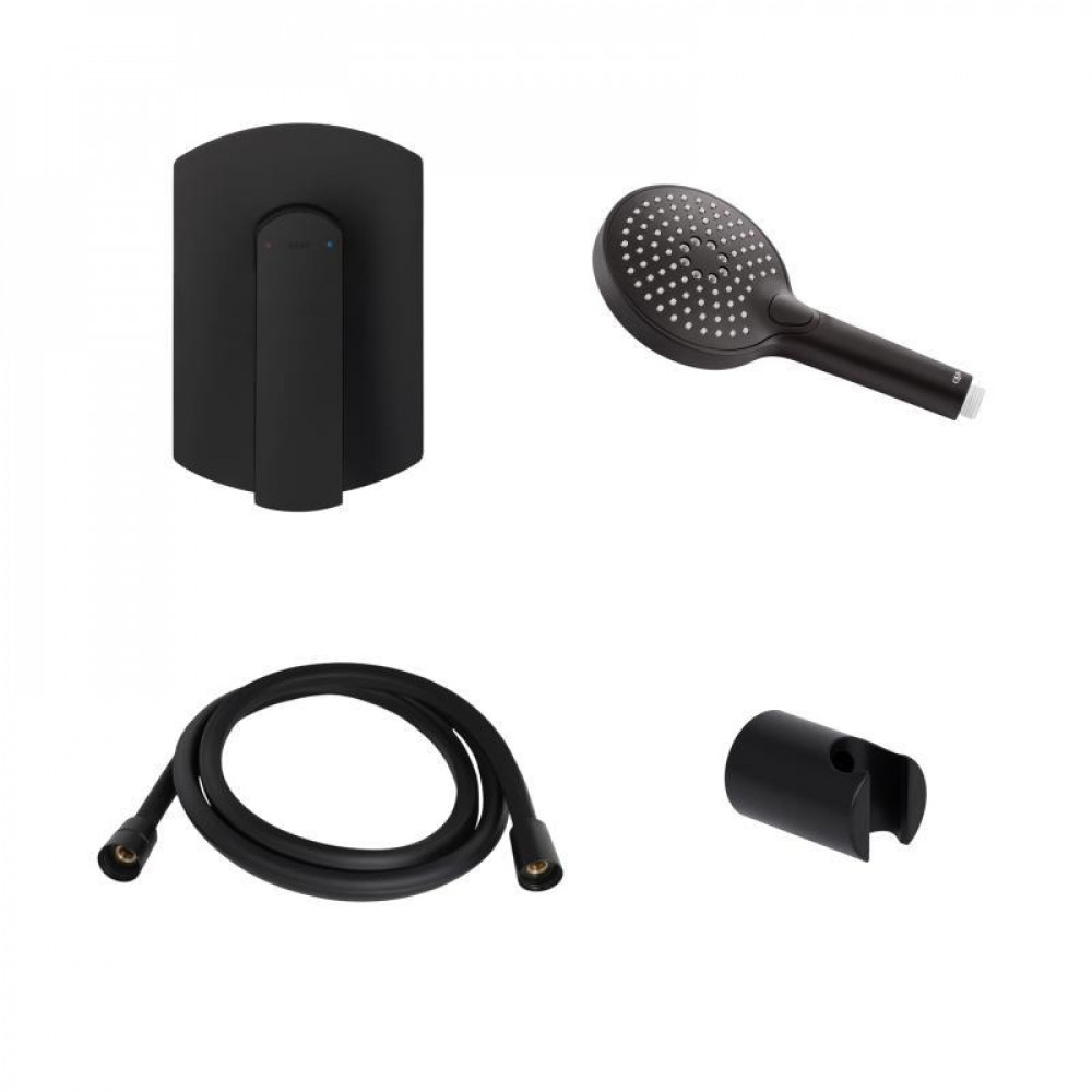 Акційний набір Qtap: Змішувач для душу Slavonice QTSLA267BLM45903+Лійка Rucni QTRUCA120O3KBB+Шланг Hadice QTHADPVCSQ160B+Тримач SD00056266