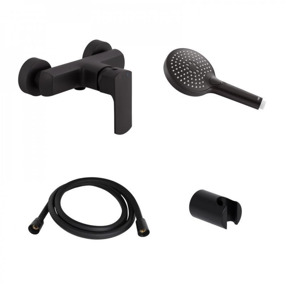 Акційний набір Qtap: Змішувач для душу Lipno QTLIPNO4023101CB +Лійка Rucni QTRUCA120O3KBB+Шланг Hadice QTHADPVCSQ160B + Тримач SD00056263