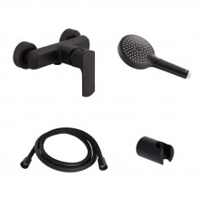 Акційний набір Qtap: Змішувач для душу Lipno QTLIPNO4023101CB +Лійка Rucni QTRUCA120O3KBB+Шланг Hadice QTHADPVCSQ160B + Тримач