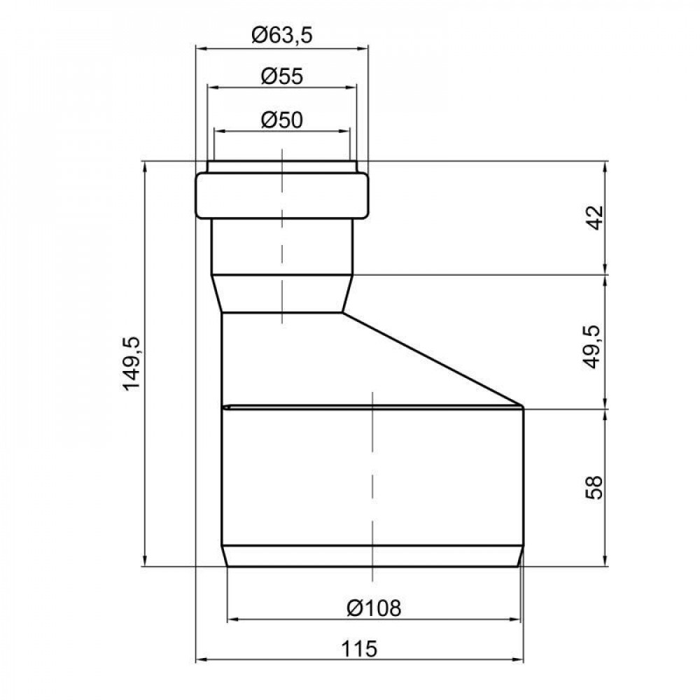 Редукція PPR каналізаційна TA Sewage 110х50 пряма SD00034431
