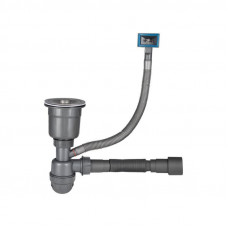 Сифон LK16 для кухонної мийки Bruch PVD, випуск 115 мм колбовий з квадратним переливом Grey (вихід гофри