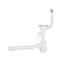 Сифон для кухонной мойки Lidz (WHI) 60 08 E001 01 ECO с круглым переливом (выход 50 мм)