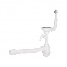 Сифон для кухонної мийки Lidz (WHI) 60 08 E001 01 ECO з круглим переливом (вихід 50 мм)