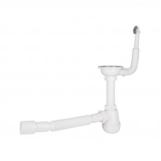 Сифон для кухонної мийки Lidz (WHI) LK14, колбовий з круглим переливом (вихід 50 мм)