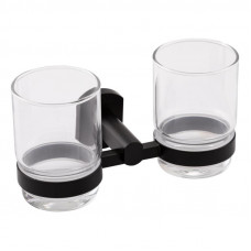 Склянка з тримачем Qtap Liberty настінна подвійна QTLIBBLM1155 Black