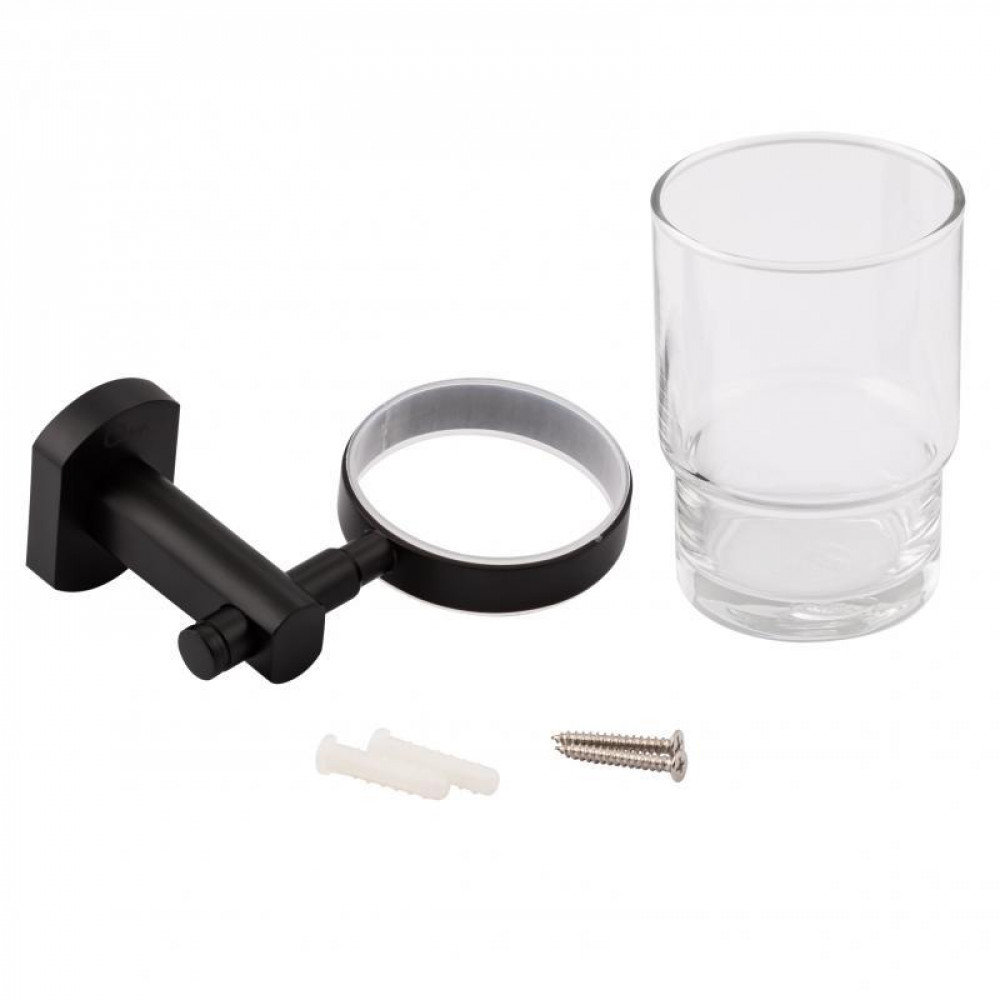 Склянка з тримачем Qtap Liberty настінна QTLIBBLM1158 Black SD00040020