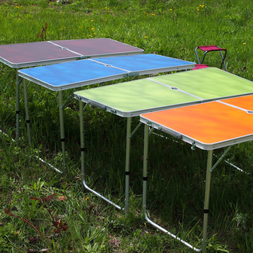 Розкладний стіл (жовтогарячий) для пікніка, стільці SP00483