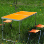 Розкладний стіл (жовтогарячий) для пікніка, стільці SP00483