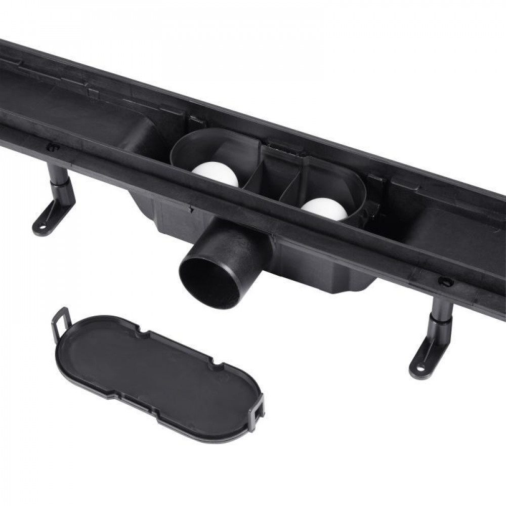 Трап Qtap Dry FA304-700MBLA лінійний з сухим закривом та нержавіючою решіткою 700х73 SD00041380