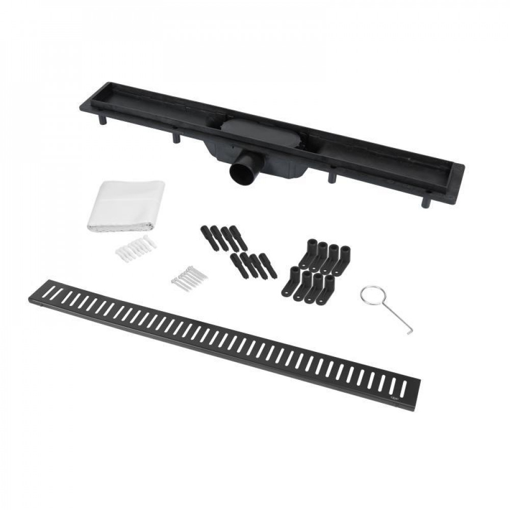 Трап Qtap Dry FA304-700MBLA лінійний з сухим закривом та нержавіючою решіткою 700х73 SD00041380